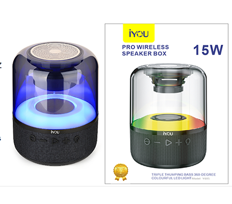 PRO SPEAKER BOX Y605 TRIPLE THUMPING BASS 360-DEGREE COLOURFUL LED LIGHT